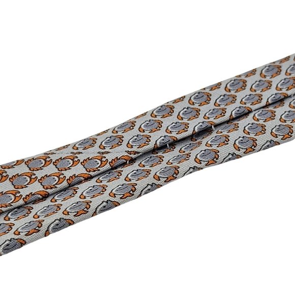 Vintage Hermes Crap Print Silk Necktie Width 3" - Picture 3 of 5